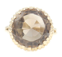 Fancy Solitaire 5.70 Ctw Round Smoky Quartz 14KT Yellow Gold Cocktail Ring 6.5g