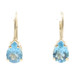 Women's 1.10 Ctw Teardrop Blue Topaz 14KT Yellow Gold Leverback Drop Earrings