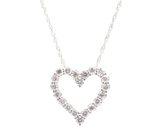 0.40 ctw Round Lab Grown Diamond 10KT White Gold 18" Heart Pendant Necklace 