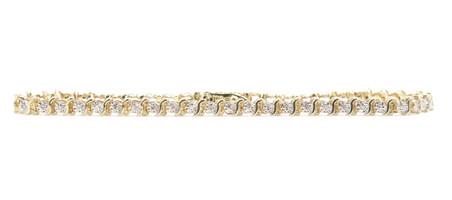 Classic 10KT Yellow Gold Women's 0.45 ctw Round Diamond 7" Tennis Bracelet 6.6g