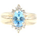 Women's Estate 0.90 Ct Oval Blue Topaz & Round Diamond 10KT Yellow Gold Ring 4g