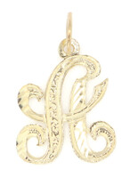 Women's Diamond-Cut 14KT Yellow Gold Cursive Initial "A" Necklace Pendant 18.3mm