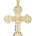 Estate 10KT Yellow Gold Diamond-Cut Sacred Family Crucifix Pendant 2.2" - 5.5g