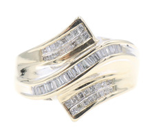 Channel-Set 0.72 Ctw Baguette & Princess Diamond 10KT Gold Statement Ring 5.13g