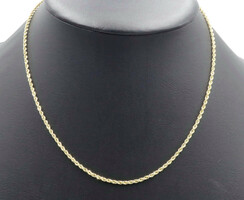 Classic 14KT Yellow Gold 2.1mm Wide High Shine Rope Chain Necklace 18" - 2.25g