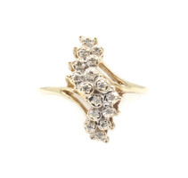Estate 10KT Yellow Gold Classic 0.15 ctw Round Diamond Waterfall Cluster Ring