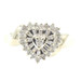 10KT Yellow Gold Double Halo Pear Baguette & Round Diamond Heart Cluster Ring