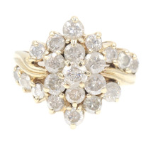 Women's 2.65 Ctw Round Diamond Swirl Cluster 10KT Yellow Gold Estate Ring 6.9g
