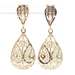 Women's 14KT Yellow Gold 1.3" Filigree Diamond Cut Drop Dangle Earrings 3.0g