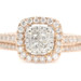 Double Halo 0.88 Ctw Princess & Round Diamond 14KT Rose Gold Wedding Ring Set