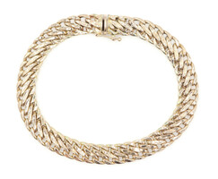 Estate Fancy Figure-8 Link Chain 7.5" Bracelet 7.7mm Wide 14KT Yellow Gold 7.3g
