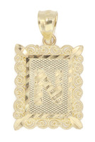 Classic 10KT Yellow Gold Initial "N" Filigree Frame Necklace Pendant 0.9" - 1.6g