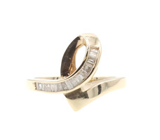 Estate 0.30 ctw Baguette Cut Diamond Fancy Loop 10KT Yellow Gold Women's Ring 