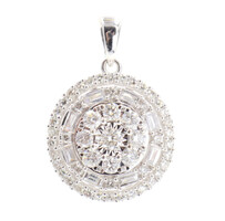 1.00 ctw Round & Baguette Cut Diamond Triple Halo 10KT White Gold Pendant by ZEI