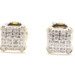 Estate 10K Yellow Gold 0.20 ctw Round Diamond Square Cluster Screw Back Earrings