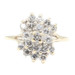 Estate 14KT Yellow Gold 1.35 ctw Round Diamond Unique Women's Cluster Ring 5g 