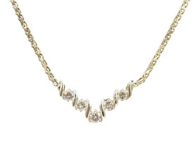 V-Style 1.0 Ctw Round Champagne Diamond 14KT Yellow Gold Estate Necklace 18"
