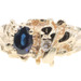 0.55 Ctw Natural Sapphire & Diamond Accent 10KT Gold Retro-Style Nugget Ring CI