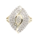 Fancy 0.50 Ctw Round & Baguette Diamond 10KT Gold Marquise Cluster Ring JTW - 4g