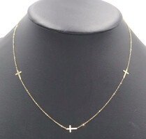 Women's 14KT Yellow Gold 3 Crosses Three Cross Station Necklace 18.5" 0.9 Grams