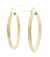 Women's 10KT Yellow Gold High Shine 1.1" / 30mm Textured Woven Hoop Earrings 