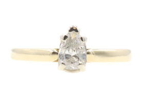 0.35 ctw Pear Cut Diamond 14KT Yellow Gold Women's Solitaire Engagement Ring 