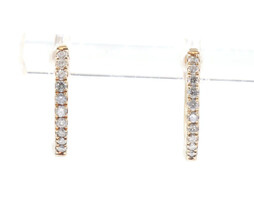0.20 ctw Round Diamond 10KT Yellow Gold Classic Women's Round Hoop Earrings 