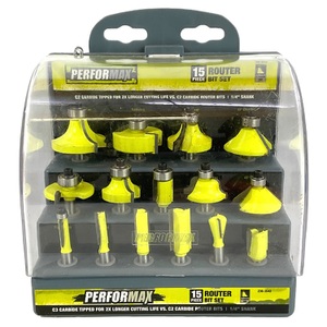 Performax 15 Piece Router Bit Set C3 Carbide 1/4" Shank