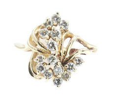 Estate 14KT Yellow Gold 0.42 ctw Round Diamond Unique Cocktail Ring by Vellmar