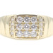 Men's Round CZ Square Cluster 10KT Yellow Gold Ribbed Statement Ring by NG 4.17g