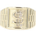 Men's Dollar Sign $ 10KT Yellow Gold Milgrain Watch Band Statement Ring - 4.64g