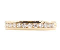Channel-Set 0.55 ctw Round Diamond 3.8mm Thin 14KT Yellow Gold Wedding Band Ring