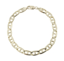 Men's High Shine 10KT Yellow Gold 6.8mm Wide Mariner Chain Bracelet 9" Midas 13g