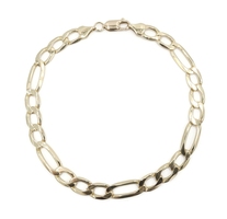 Italy 10KT Yellow Gold 7.3mm Classic Figaro Chain Bracelet 9 3/4" PGDA 11.17g