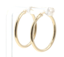 Women's Classic 1" Medium 10KT Yellow Gold Plain Light Weight Hoop Earrings 0.9g