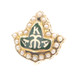10KT Gold Alpha Kappa Alpha AKA Sorority Member Badge / Pin - Seed Pearls