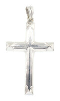 Religious 10KT White Gold Detailed Hollow Cross Necklace Pendant 1.2" - 0.69g