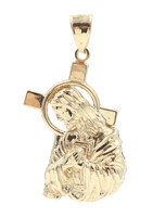 Medium 10KT Yellow Gold 1.7" Jesus Cross Religious Necklace Pendant - 3.3 Grams