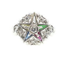 Women's Masonic Ring 10KT Order Of The Eastern Star 0.20 ctw Round Diamond Ring