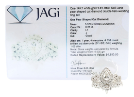 Neil Lane 1.31 cttw Pear, Marquise & Round Cut Halo 14KT Gold Wedding Ring Set