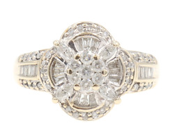 0.83 Ctw Round, Marquise & Baguette Diamond 10KT Gold Quatrefoil Cluster Ring 5g