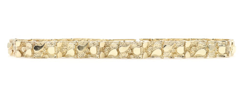 Estate Classic 10KT Yellow Gold 7.4mm Wide Retro Style Nugget Bracelet 8" 13.7g