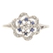 Estate 14KT White Gold 0.15 ctw Sapphire & Diamond Floral Design Women's Ring 