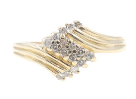 Estate 0.35 Ctw Single-Cut Diamond 10KT Yellow Gold Zig-Zag Style Cluster Ring