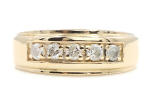 Men's 10KT Yellow Gold 0.55 ctw Round Diamond 5 Stone 8mm Channel Band Ring 7g