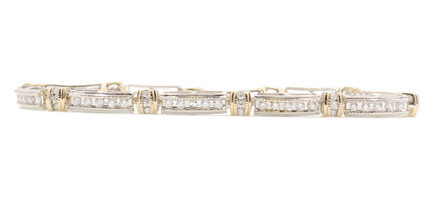 1.70 ctw Round Diamond Two Tone 7.5" 14KT Gold Estate Womens Tennis Bracelet 13g