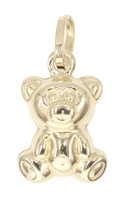 Italy 14KT Yellow Gold 3D Puffed Teddy Bear Necklace Pendant / Charm 0.8" - 1.3g