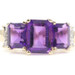 1.50 Ctw Emerald Cut Lab-Created Amethyst 10KT Gold Ring w/ Diamond Accents