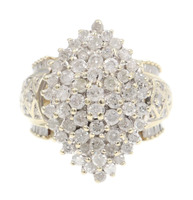 2.55 Ctw Round & Baguette Diamond Marquise Cluster 10KT Gold Statement Ring