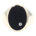 Men's Oval Black Onyx Inlay & Diamond Accent 10KT Yellow Gold Signet Ring 6.46g
